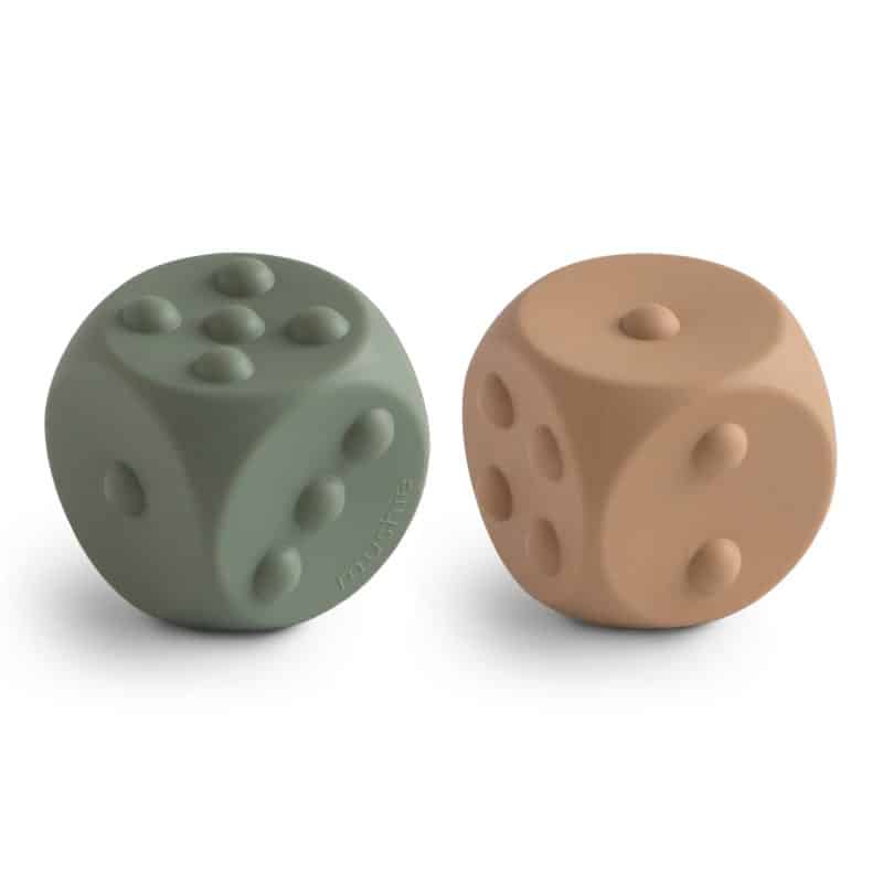 Mushie Dice Press Toy Groen/Bruin