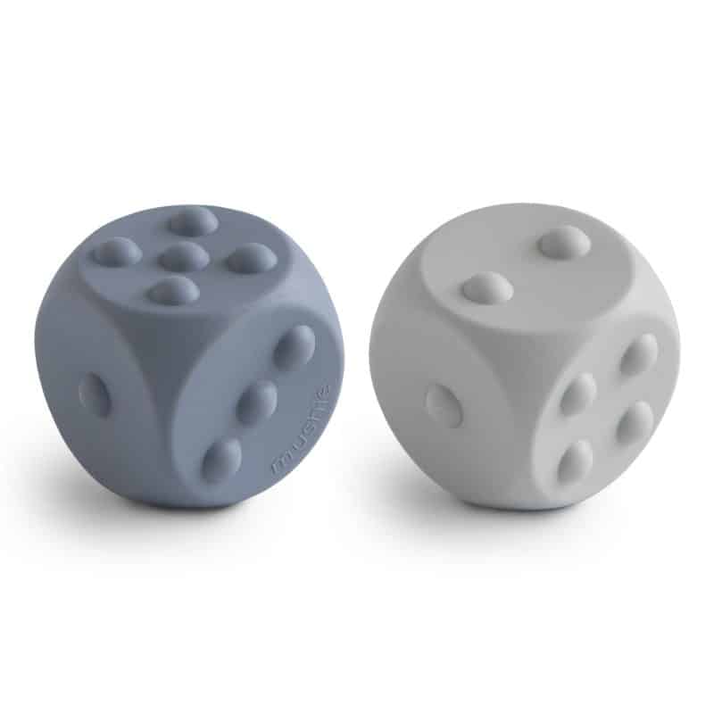 Mushie Dice Press Toy Donkergrijs/lichtgrijs