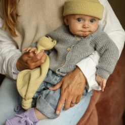 Hvid Newborn Beanie Light Yellow