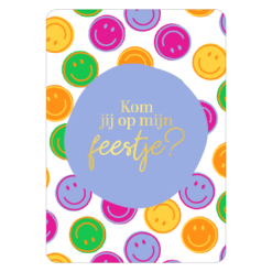 Uitnodiging kinderfeestje ‘Kom je op mijn feestje?’ – Blauw