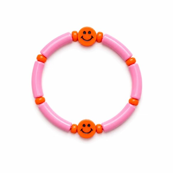 Arrmband tube roze met smiley