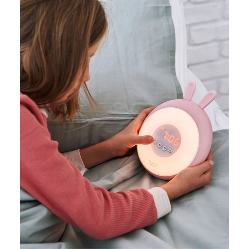 Rabbit & Friends Wake Up Lamp met wekker roze