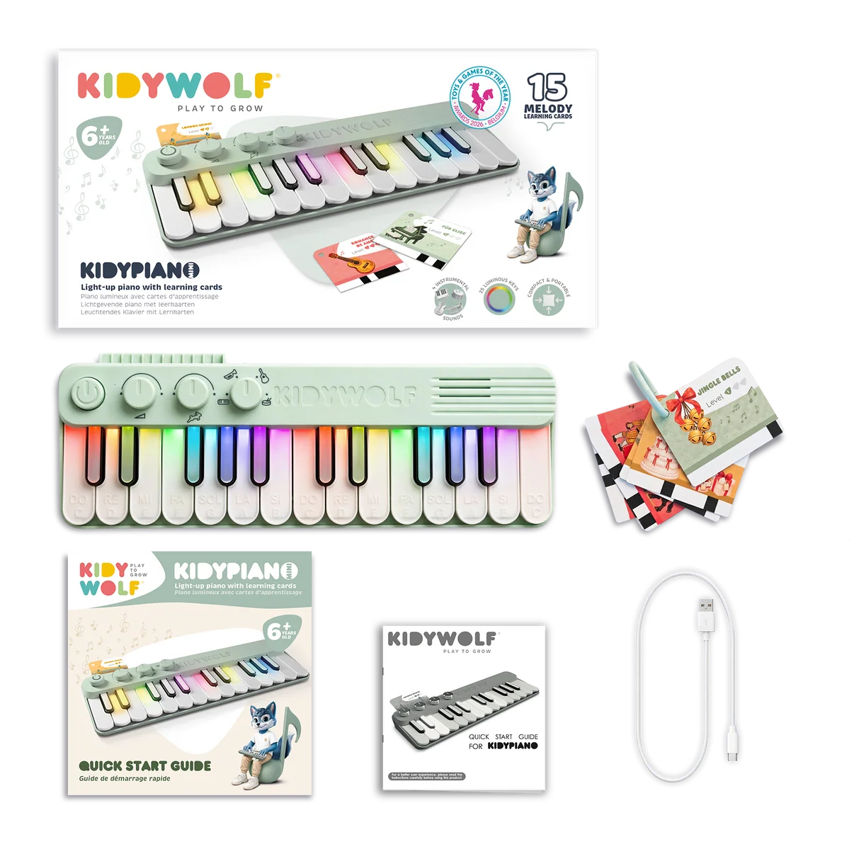 Kidywolf KIDYPIANO met verlichte toetsen